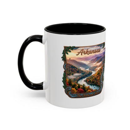 Arkansas Scenic Coffee Mug — Vintage State Map River Landscape (11/15 oz)