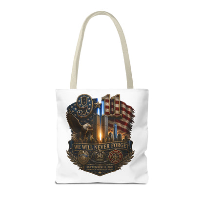 9/11 Memorial Tote Bag — "We Will Never Forget" Patriotic Tribute