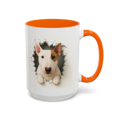 Bull Terrier Coffee Mug — Cute Dog Peeking Accent Mug (11/15oz)