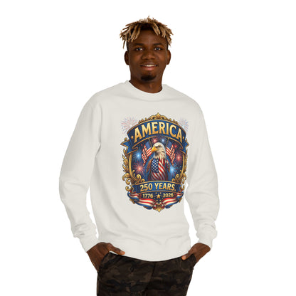 America 250 Years Crewneck Sweatshirt — 1776–2026 Patriotic Eagle Design