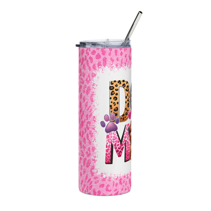 Dog Mom 20oz Stainless Tumbler — Pink Leopard Paw Travel Cup