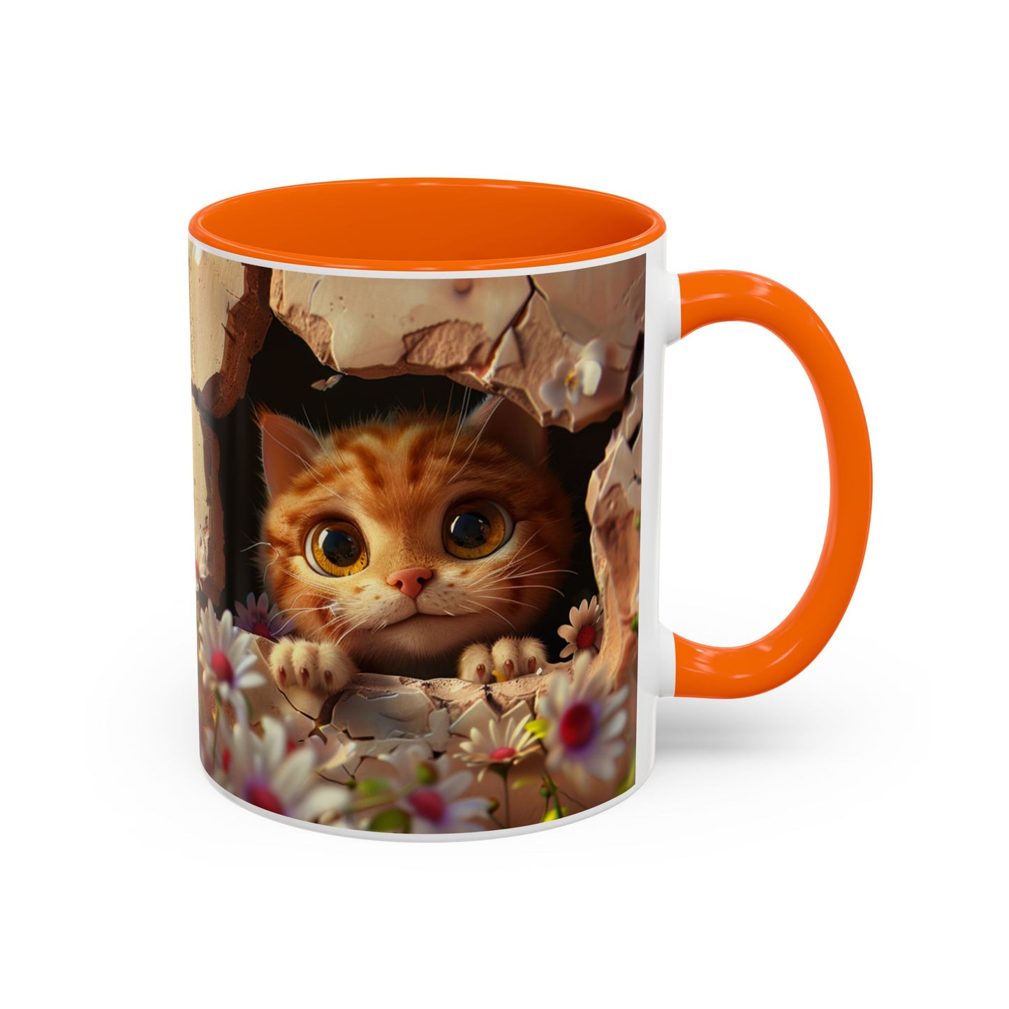 Cute Peekaboo Kitten Accent Coffee Mug — 11/15oz Floral Cat Gift