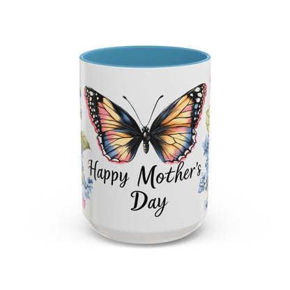 Mother's Day Butterfly Floral Coffee Mug – "Happy Mother's Day" Accent Mug (11/15 oz)