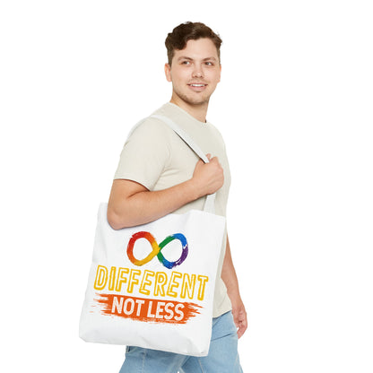 Autism Pride Tote Bag — "Different Not Less" Rainbow Infinity Reusable Shopper