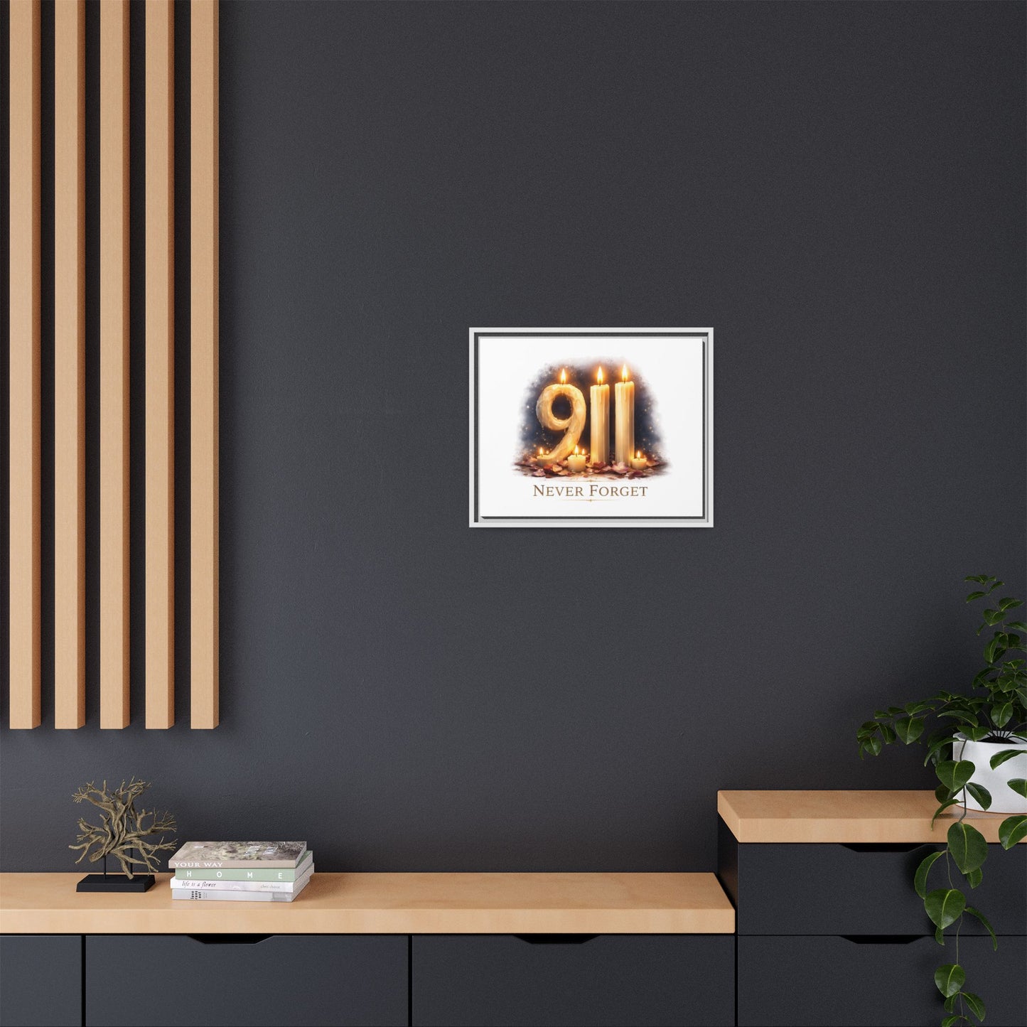 9/11 Never Forget Framed Canvas Print
