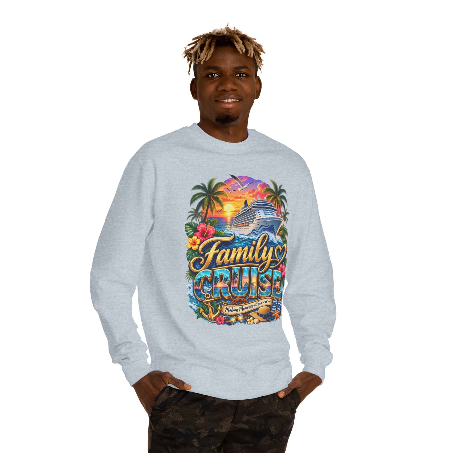 Family Cruise Sweatshirt – Tropical Cruise Vacation Crew Neck