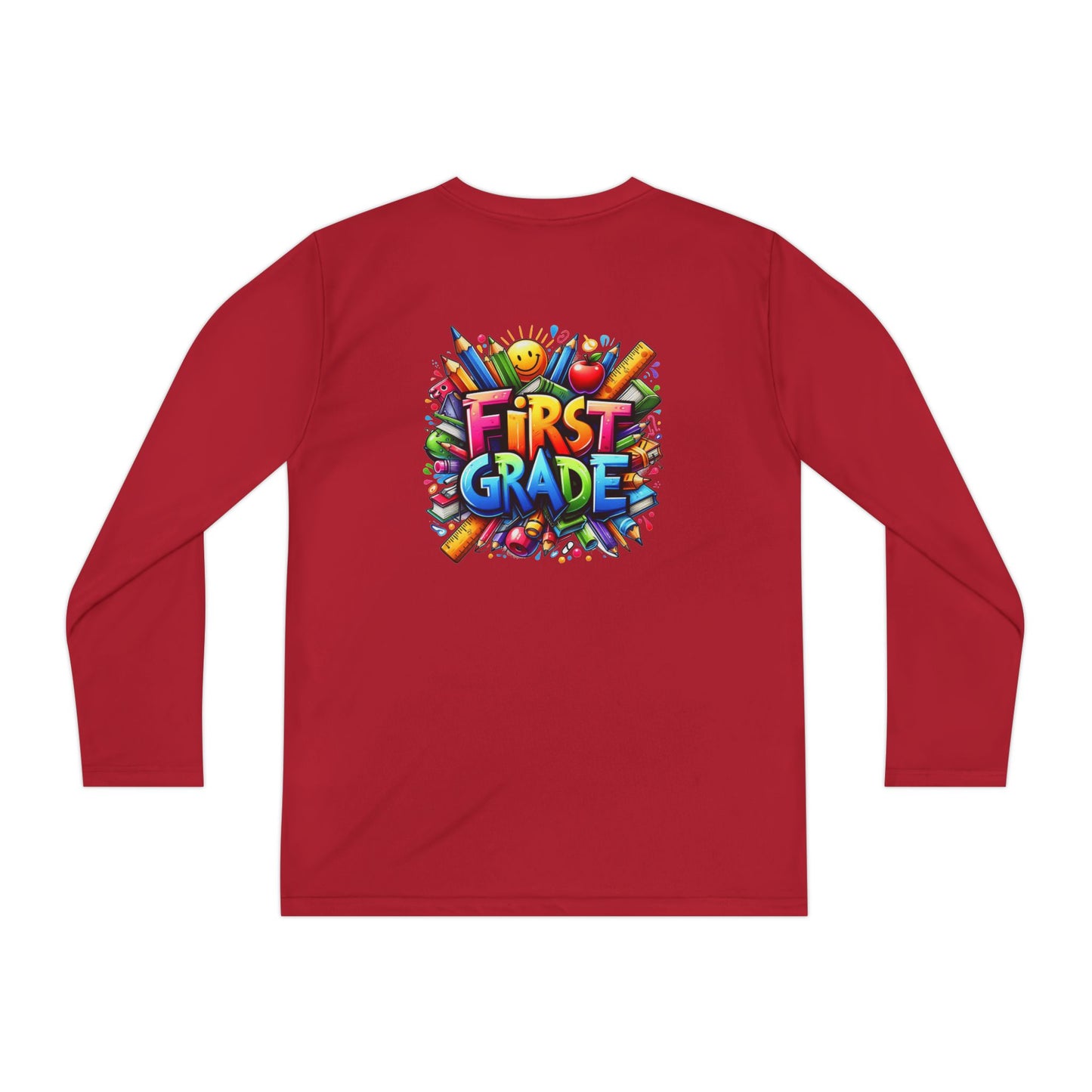 First Grade Youth Long Sleeve Tee — Colorful Back-to-School Shirt