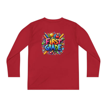First Grade Youth Long Sleeve Tee — Colorful Back-to-School Shirt