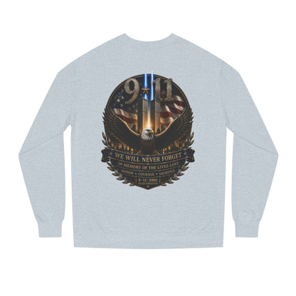 9/11 Memorial Sweatshirt — We Will Never Forget Tribute Crewneck