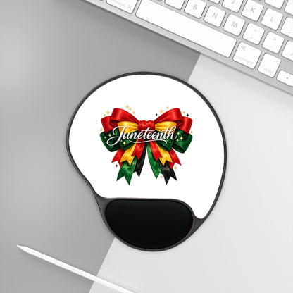 Juneteenth Ribbon Mouse Pad with Wrist Rest — Celebration Desk Accessory