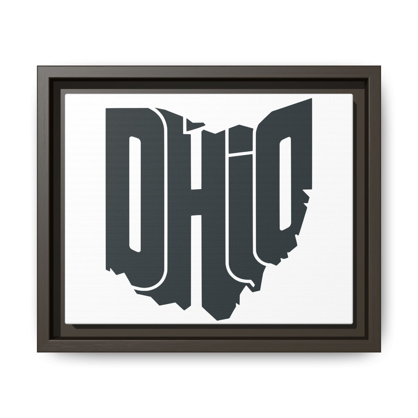 Ohio State Shape Matte Canvas Wall Art — Framed Modern State Typography Print