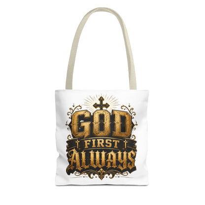 God First Always Tote Bag — Christian Faith Inspirational Canvas Tote