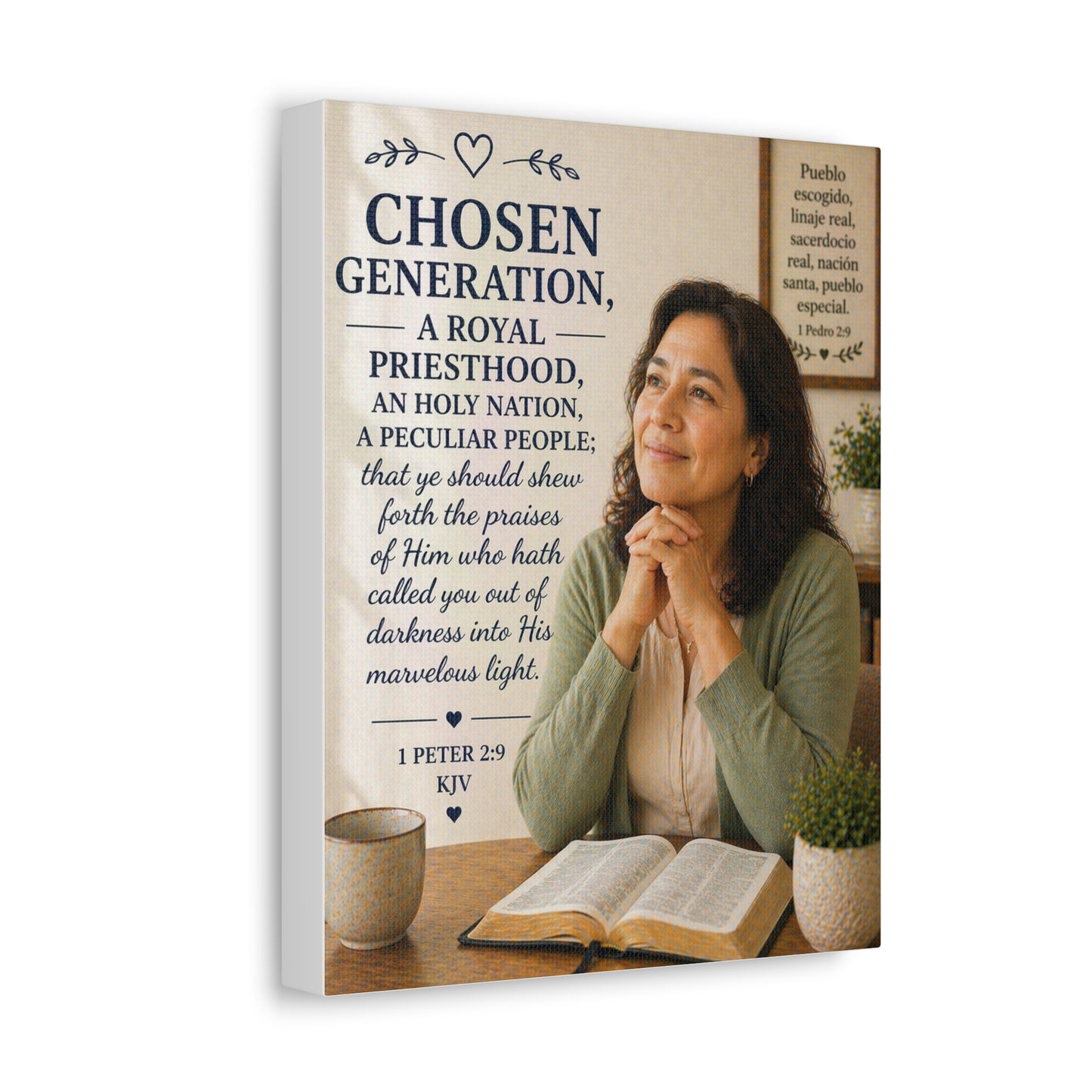 Stretched Canvas — "Chosen Generation" Inspirational Scripture Wall Art (1 Peter 2:9)