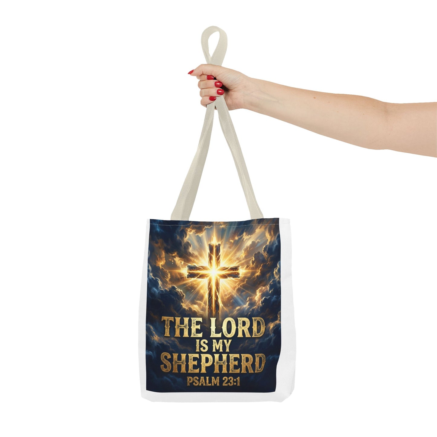 "The Lord Is My Shepherd" - Psalm 23:1 Religious Cross Tote Bag