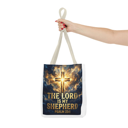 "The Lord Is My Shepherd" - Psalm 23:1 Religious Cross Tote Bag