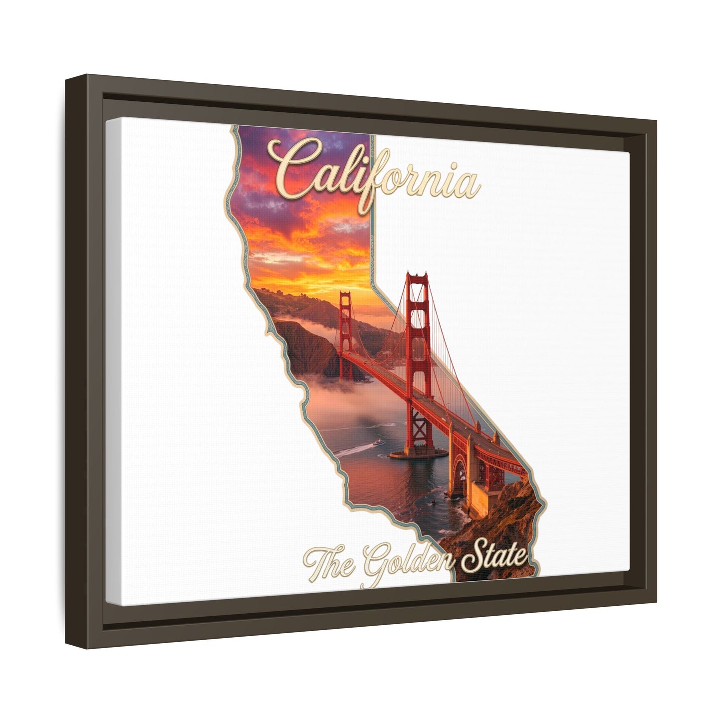 California Golden Gate Map Matte Canvas Print (Framed)