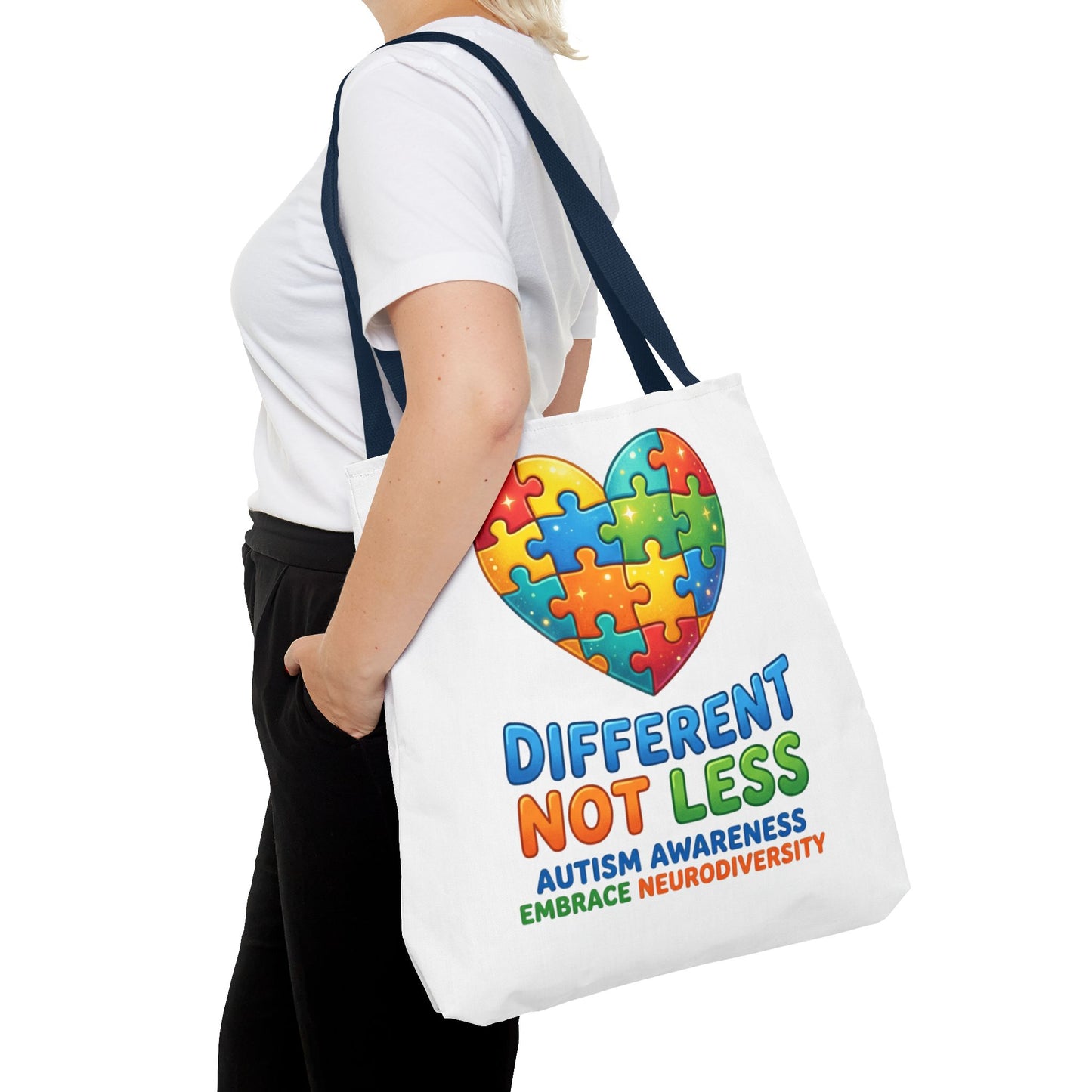 Autism Awareness Tote — "Different Not Less" Puzzle Heart