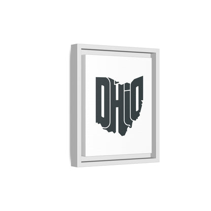 Ohio State Shape Matte Canvas Wall Art — Framed Modern State Typography Print