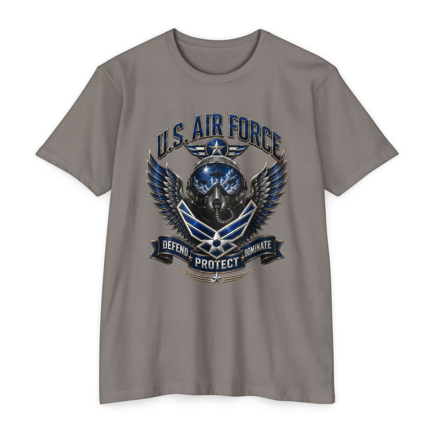 U.S. Air Force Skull Wings T-Shirt — Defend Protect Dominate Military Tee