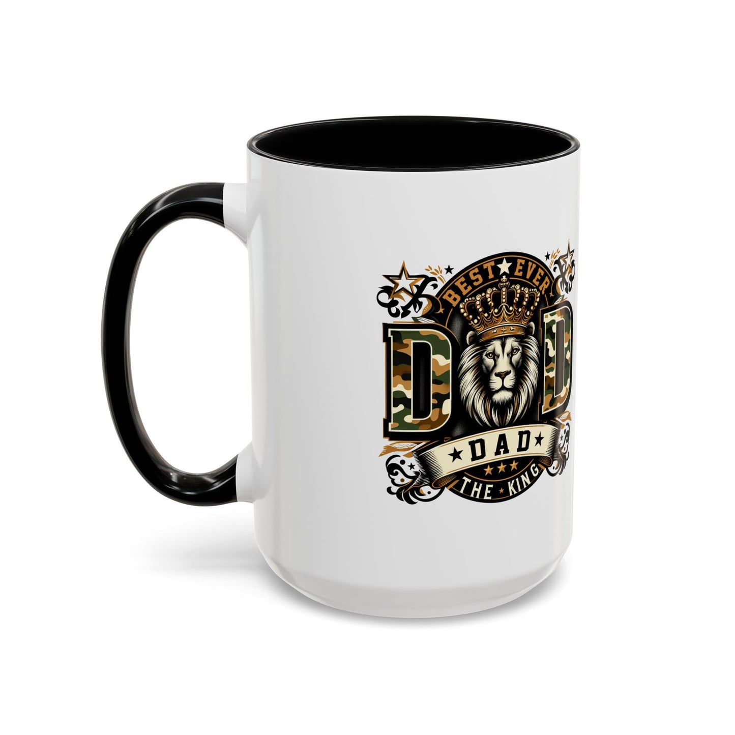 Dad Coffee Mug — "Best Ever Dad" Lion Crest Accent Mug (11/15oz)