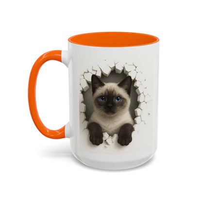 Siamese Cat Peeking Accent Coffee Mug (11/15oz)