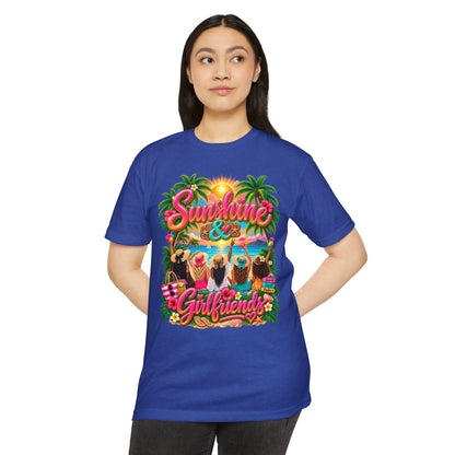 Sunshine & Girlfriends Beach T-Shirt — Tropical Vacation Tee for Friends