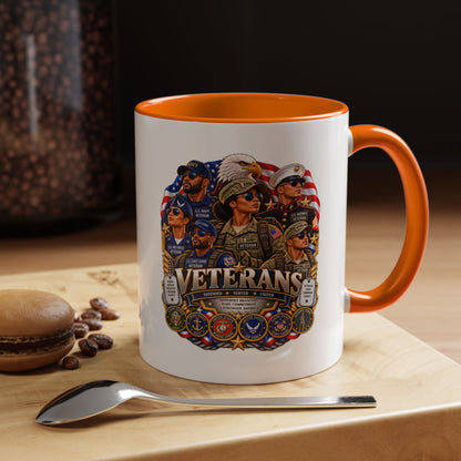 Veterans Tribute Accent Coffee Mug — Patriotic Military Veteran Gift (11/15oz)