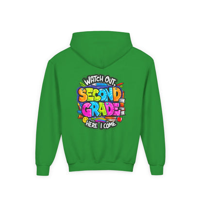 Second Grade Kids' Hoodie - "Watch Out Second Grade Here I Come" Back-to-School Sweatshirt