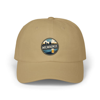 Milwaukee Skyline & Beer Patch Dad Cap — Vintage City Pride Baseball Hat