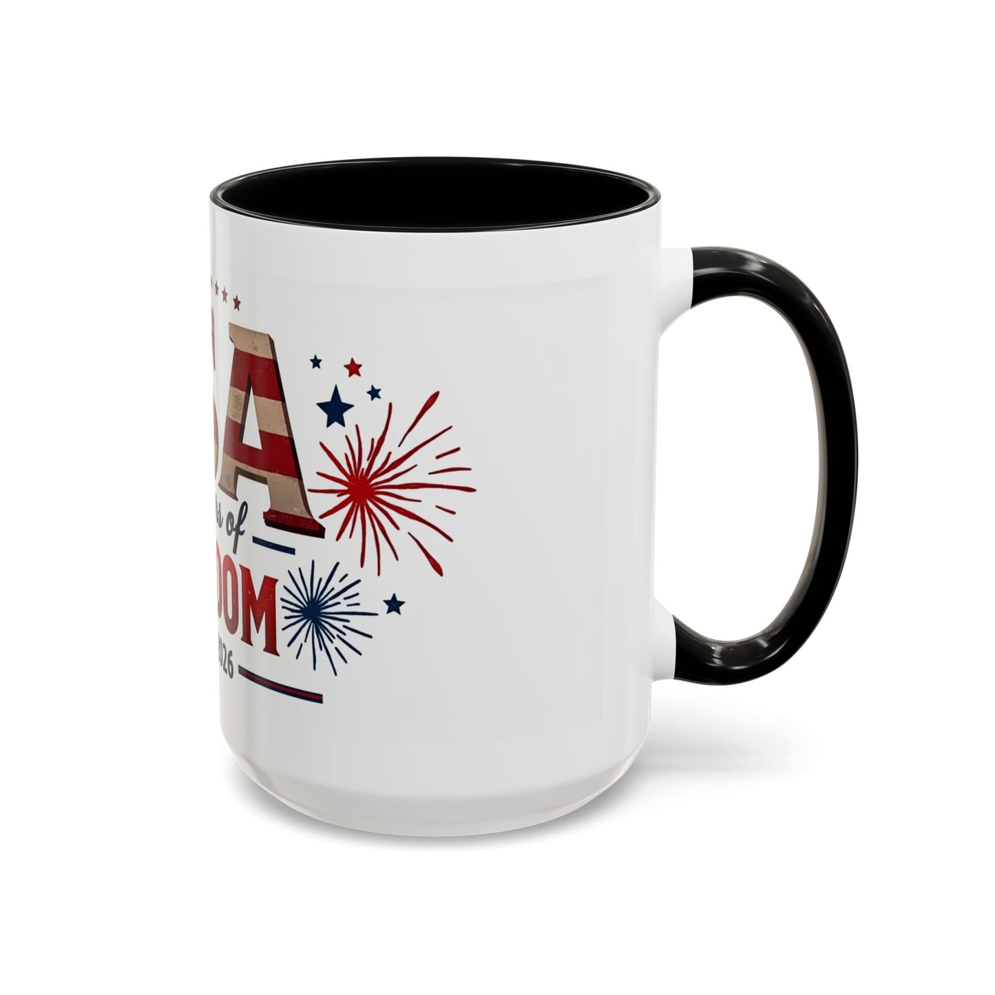 USA 250 Years of Freedom Accent Coffee Mug – 1776–2026 Patriotic Fourth of July Gift