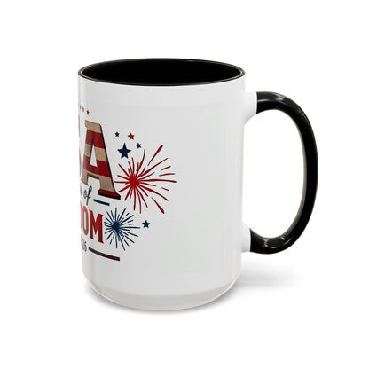 USA 250 Years of Freedom Accent Coffee Mug – 1776–2026 Patriotic Fourth of July Gift