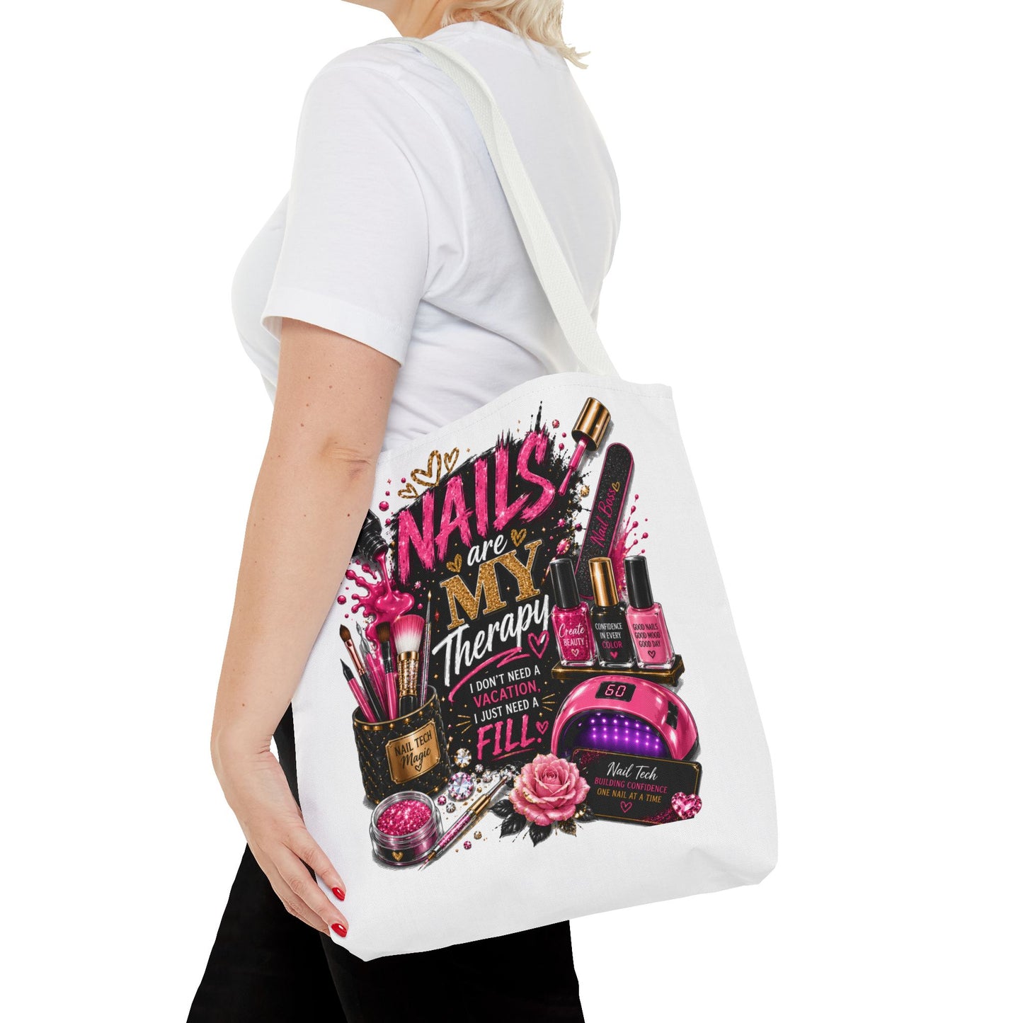 Nails Are My Therapy Tote Bag — Nail Tech Cosmetic Makeup Salon Gift