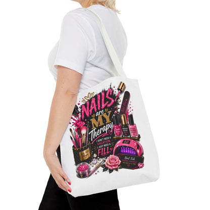 Nails Are My Therapy Tote Bag — Nail Tech Cosmetic Makeup Salon Gift