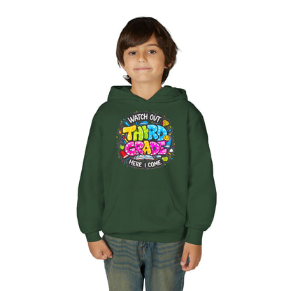 Third Grade Hoodie — "Watch Out Third Grade Here I Come" Kids Back-to-School Sweatshirt