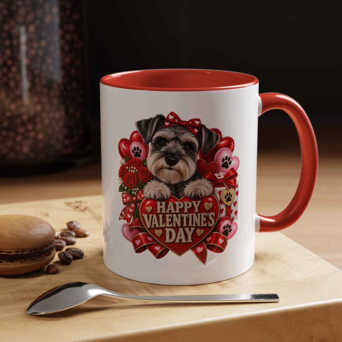 Valentine’s Day Dog Coffee Mug — "Happy Valentine’s Day" Accent Mug