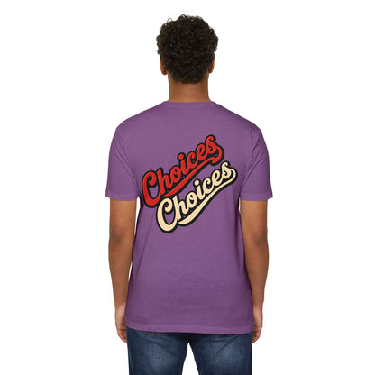 Choices Script T-Shirt — Retro Double-Word Graphic Tee
