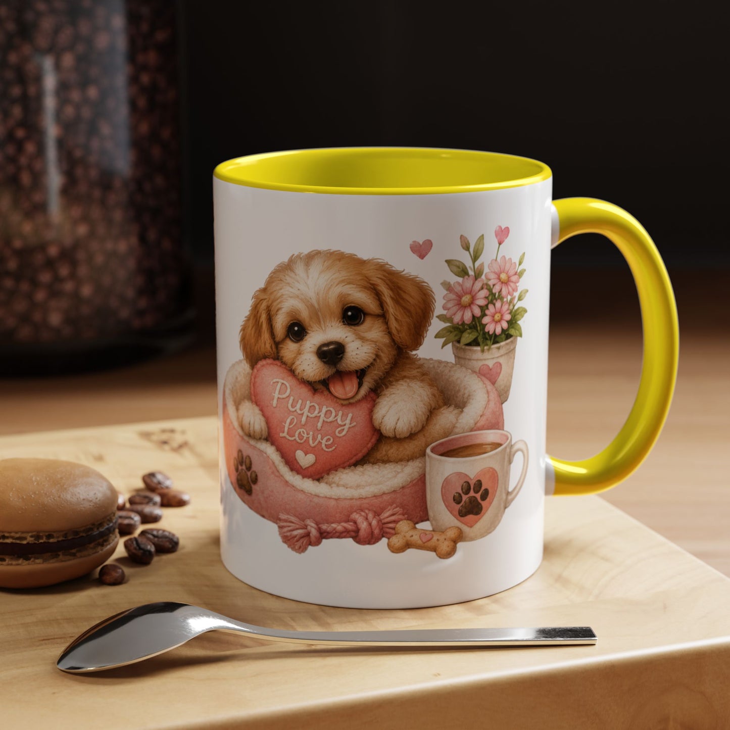 Puppy Love Coffee Mug — Cute Dog Heart Accent Mug (11/15oz)