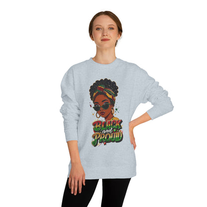 Black and Proud Crewneck Sweatshirt – Afrocentric Rasta Colors Graphic