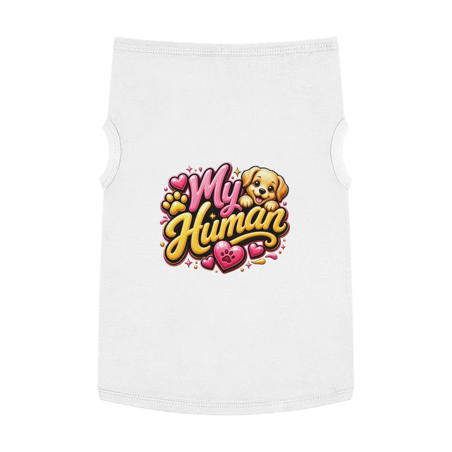 My Human Pet Tank Top — Cute Dog Paw & Heart Graphic