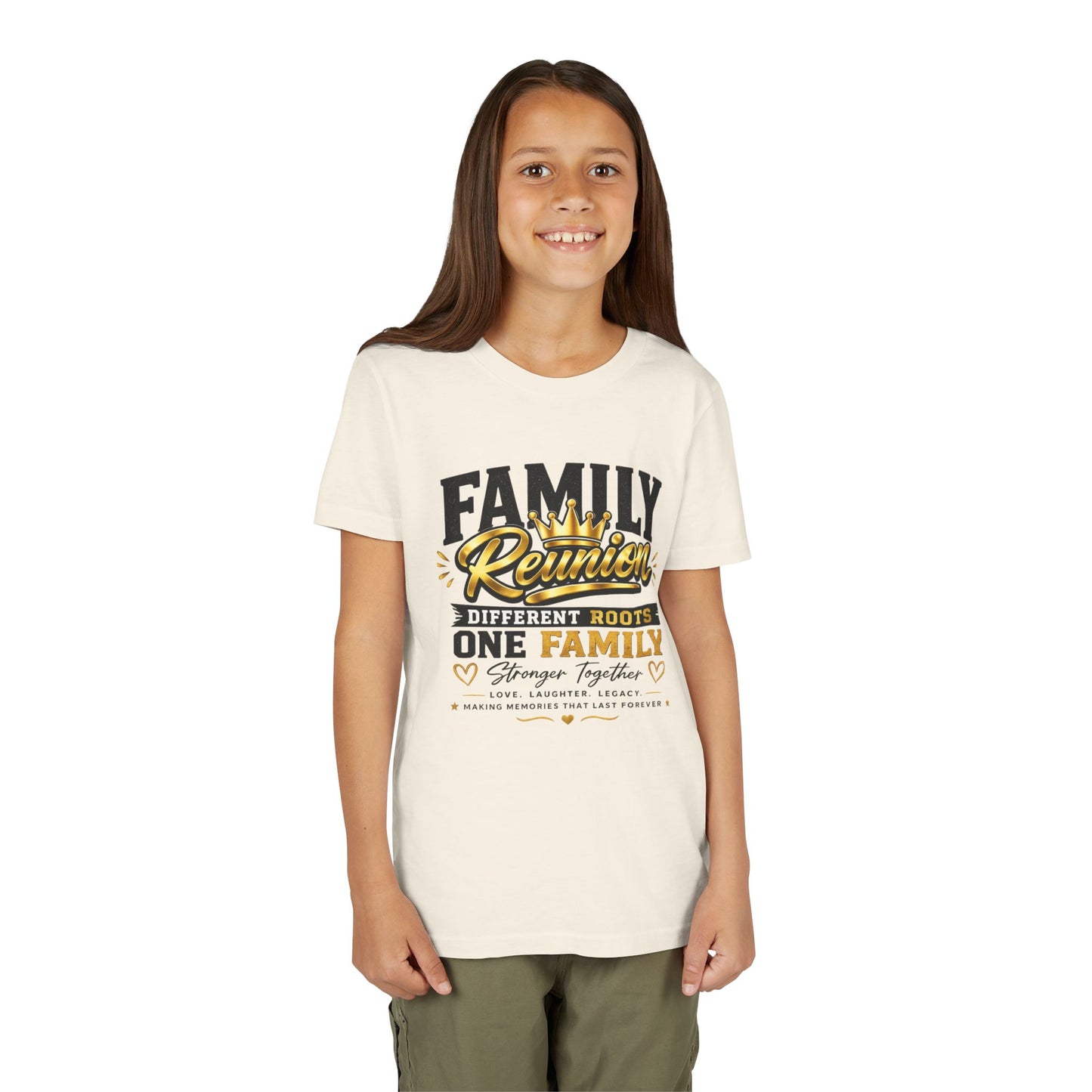 Family Reunion Youth Tee — "Different Roots One Family" Kids T-Shirt