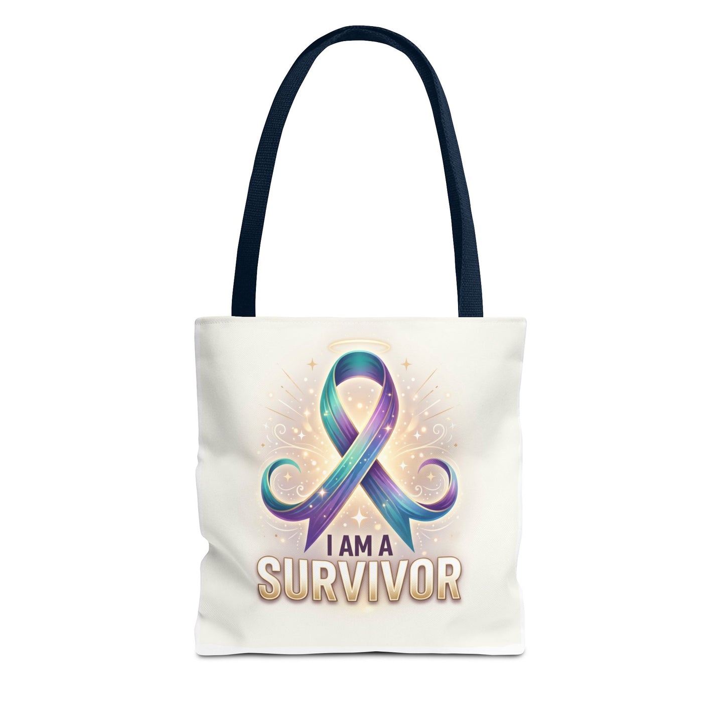 Survivor Ribbon Tote Bag - "I Am a Survivor" Awareness Reusable Shopper