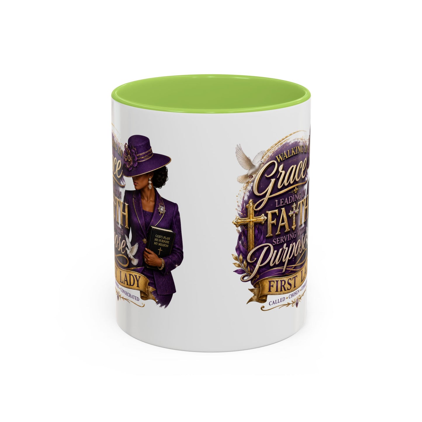 Faith & Purpose Accent Coffee Mug — First Lady Church Design (11/15oz)