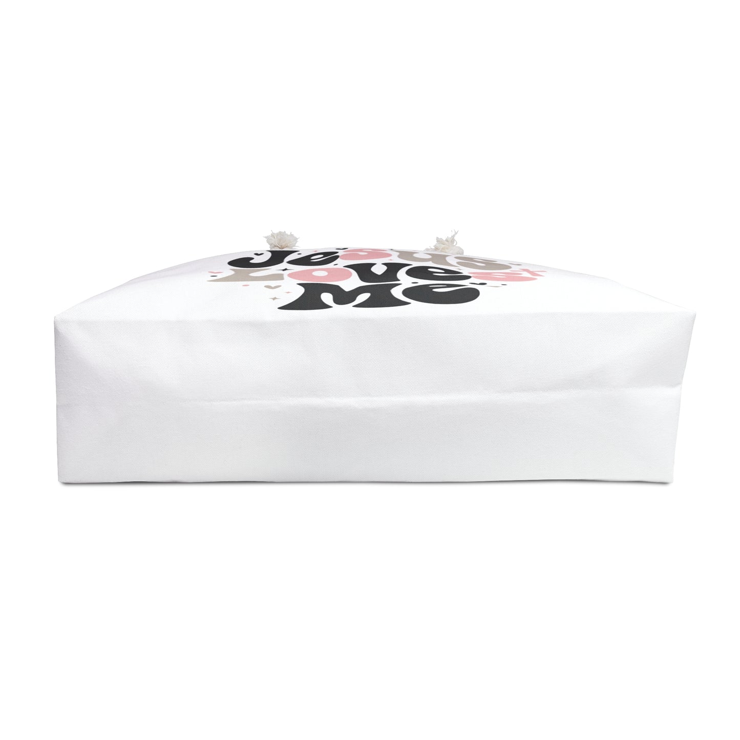 Jesus Loves Me Weekender Bag – Christian Travel Tote with Pink Retro Hearts