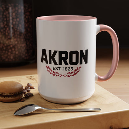 Akron Est. 1825 Accent Coffee Mug — Vintage City Pride Ceramic Mug