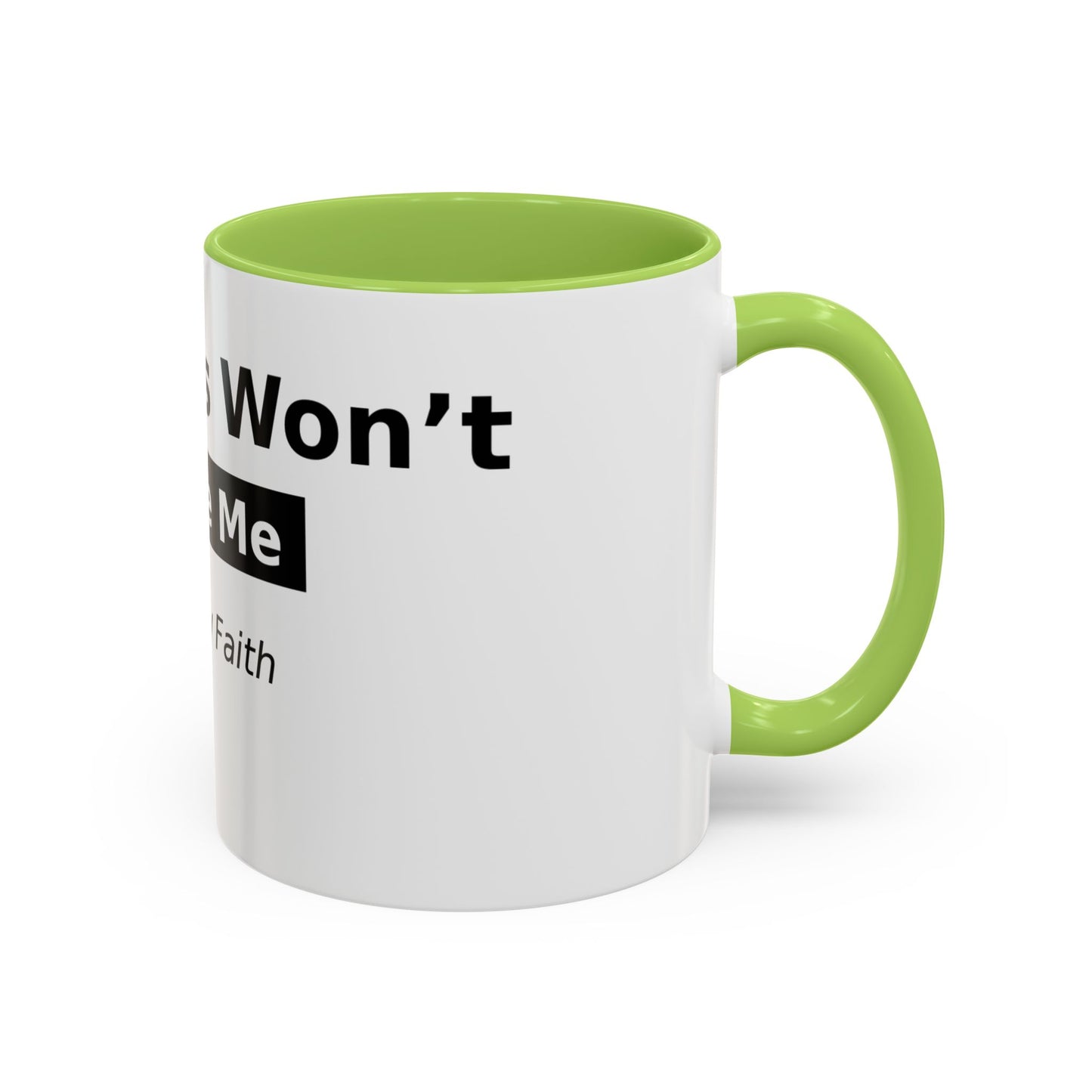 Diabetes Won't Define Me Accent Coffee Mug — "I Walk by Faith" Inspirational Tea Cup