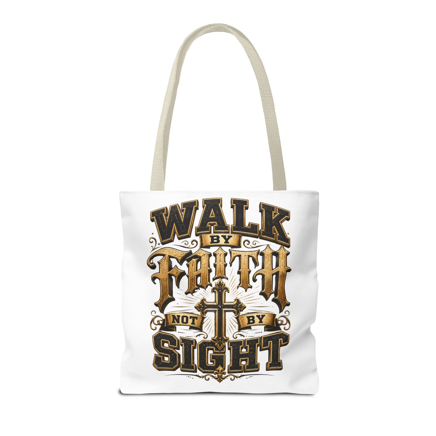 Walk by Faith Tote Bag — Christian Inspirational Cross Tote