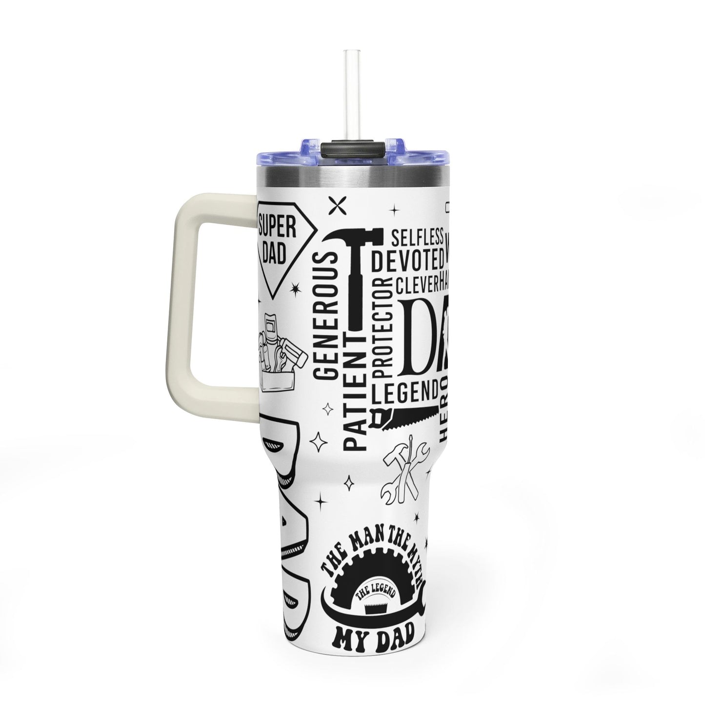 Dad Tribute 40oz Vacuum Tumbler — Inspirational Words & Tools Design