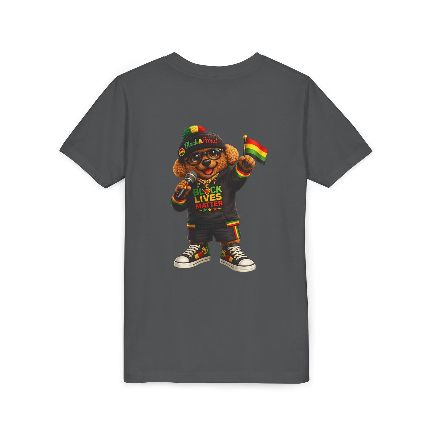 Youth Tee — Kid Bear Black Lives Matter Rasta Flag Shirt