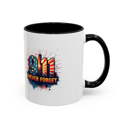 9/11 Never Forget Coffee Mug — Patriotic Memorial Accent Mug