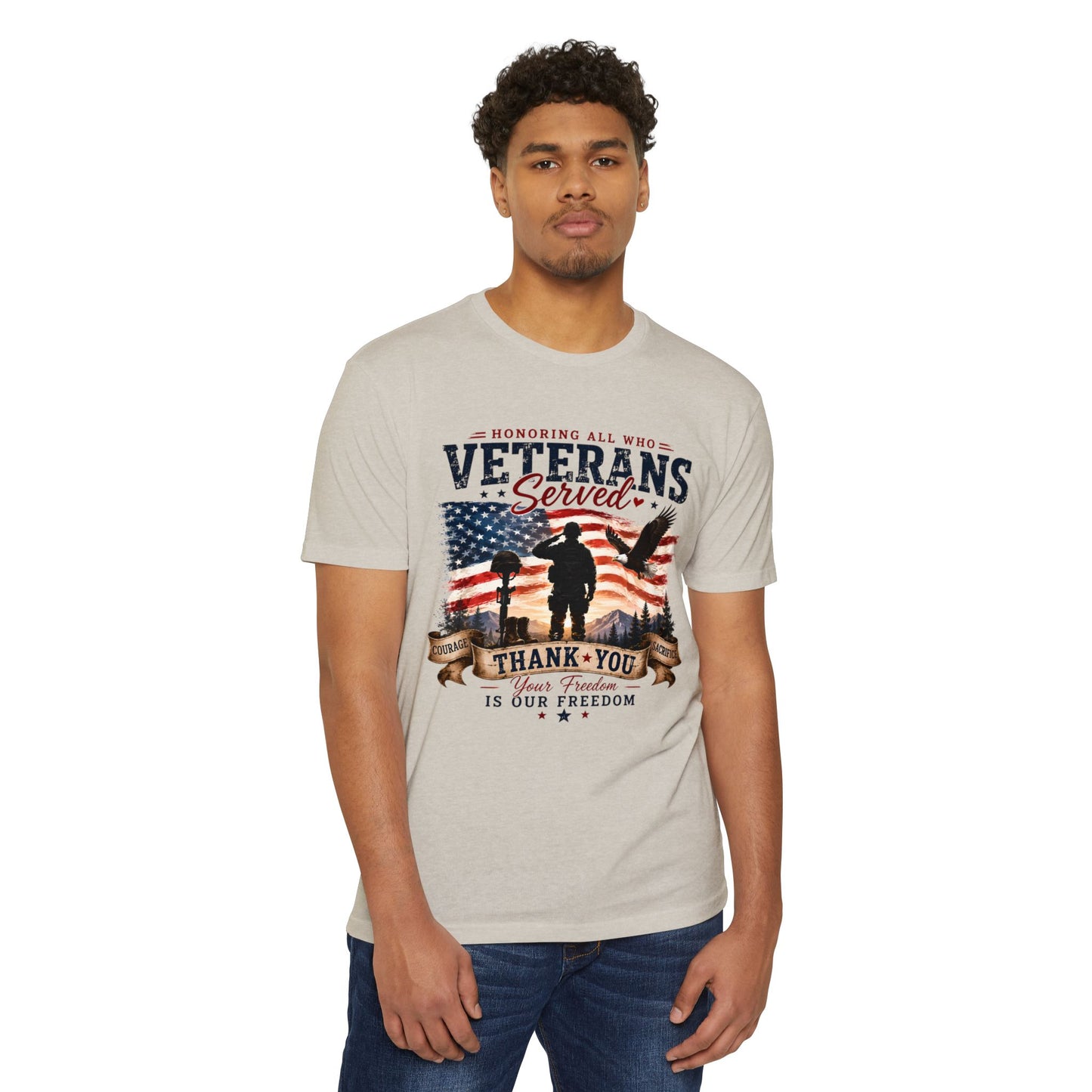 Veterans Served T‑Shirt — Honoring All Who Served, Thank You USA Flag Tribute